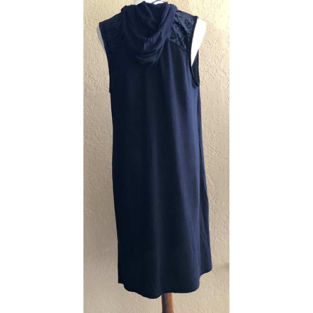 New Bobeau Black Active Cover Up Womens Size XS Velour Trim Hooded Dress - Picture 2 of 11